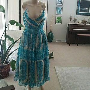 Turquoise floral Paisley frock by Tracy Reese